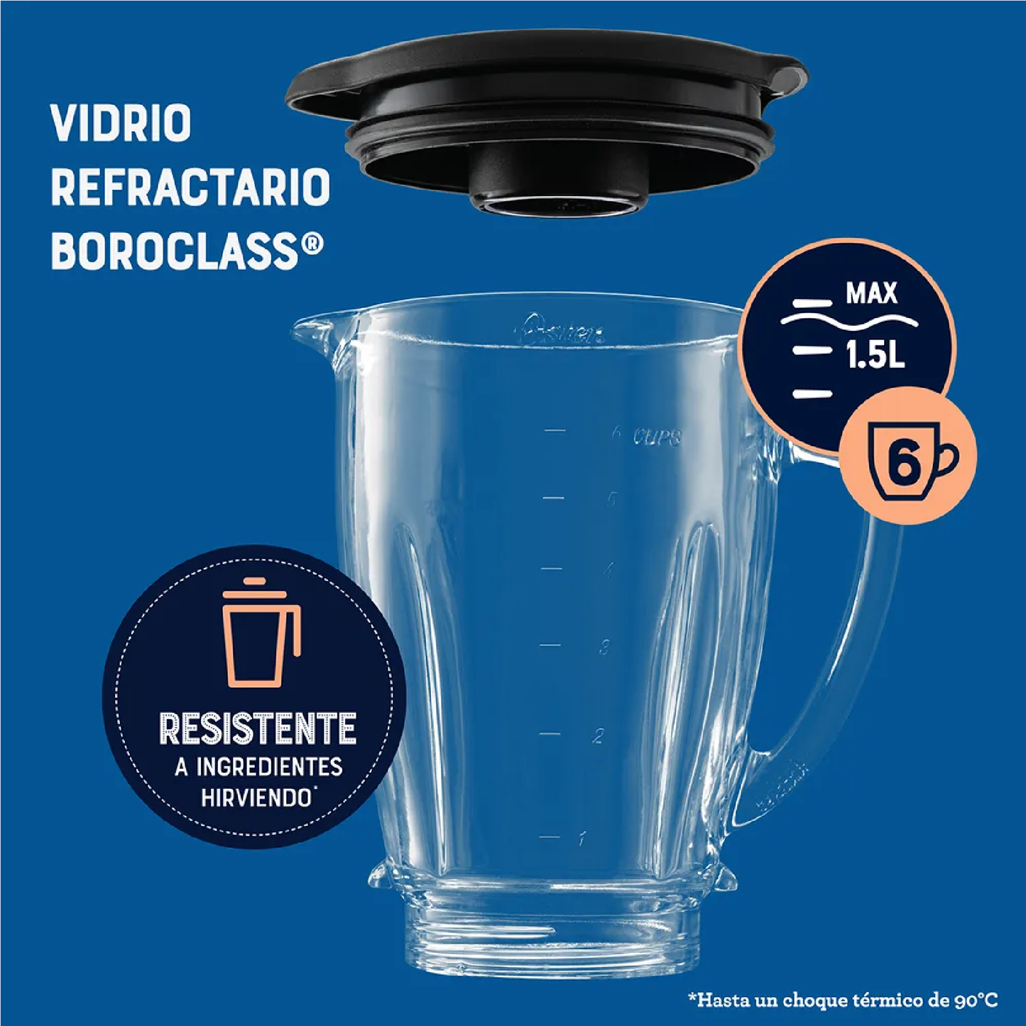 Licuadora Kaliman Oster Vaso Vidrio, Rotary, Rojo