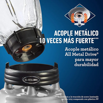 Licuadora Clásica Oster Vaso Vidrio, Motor Reversible, Cromo