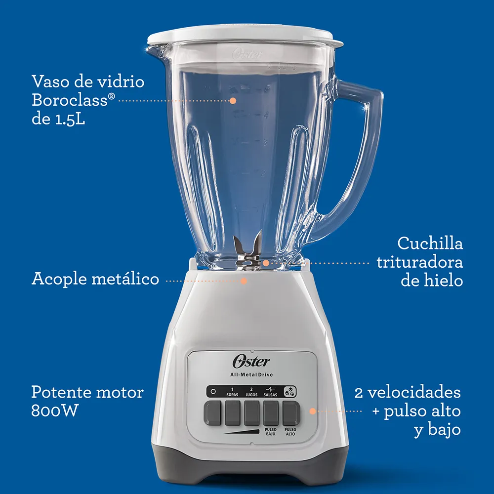 Licuadora Kaliman Oster Vaso Vidrio, Botones, Blanco