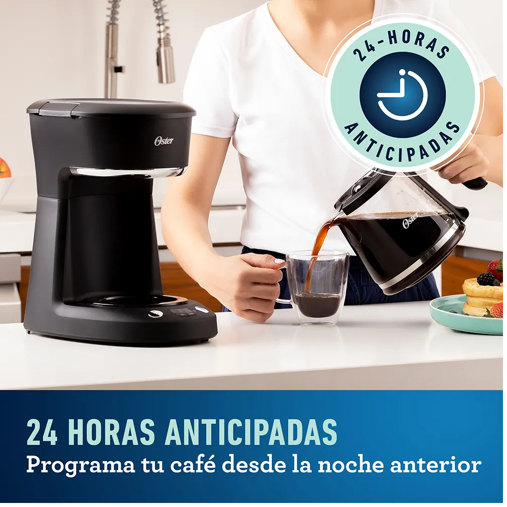 Cafetera Oster 12 Tazas, Auto Apagado, Negro