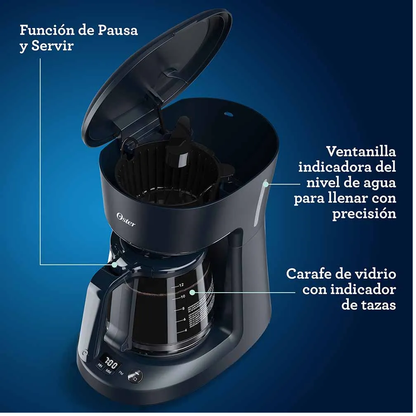 Cafetera Oster 12 Tazas, Auto Apagado, Negro