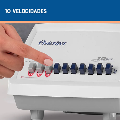 Licuadora Slant Oster 10 Velocidades, Jarra Plástico, Blanco