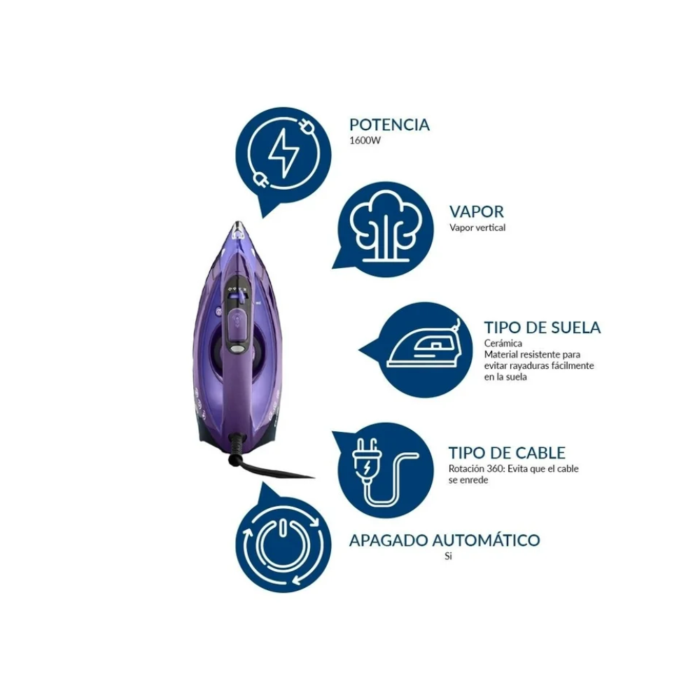 Plancha De Vapor Oster, Turbo Steam, Morado