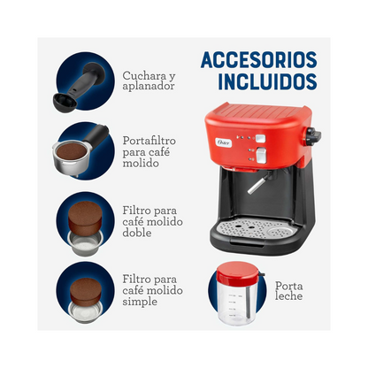 Cafetera Espresso Oster Prima Latte Jr Roja