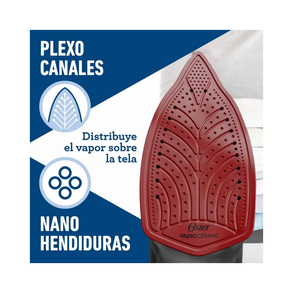 Plancha De Vapor Oster Aeroceramic Iron, Rojo- Plata